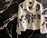 Alex Kim Floral Embroidered Black White Jacket Size M Cotton/Spandex Flo... - $27.72