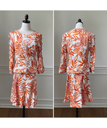 Joseph Ribkoff Skirt Suit Cut Out Jacket Orange Abstract Print 12 - $84.90 CAD