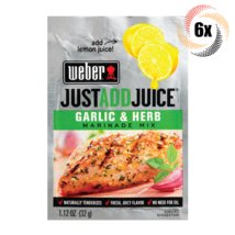6x Packet Weber Just Add Juice Garlic Herb Marinade Mix | 1.12oz | Fast ... - $16.71