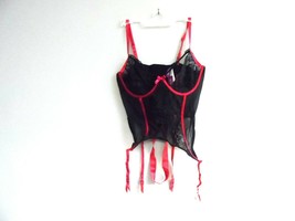 Adore Me Women&#39;s Lingerie Lace Mesh Bustier 07249 Black Red Size Medium - $14.24