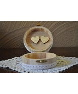 Wooden, closed casket, box for wedding rings decorated in a rustic style - £19.06 GBP
