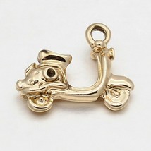 Mope Charm Gold Motorbike Pendant Vehicle Jewelry Making Supplies 19mm - $2.75