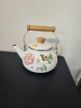 Lenox Enamelware Teapot Tea Pot Tea Kettle Spring Butterfly Meadow Butte... - $39.60