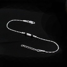 Echt Silber Schwarz Perlen Armband Rakhi für Herren Damen 20.3cm - £26.79 GBP