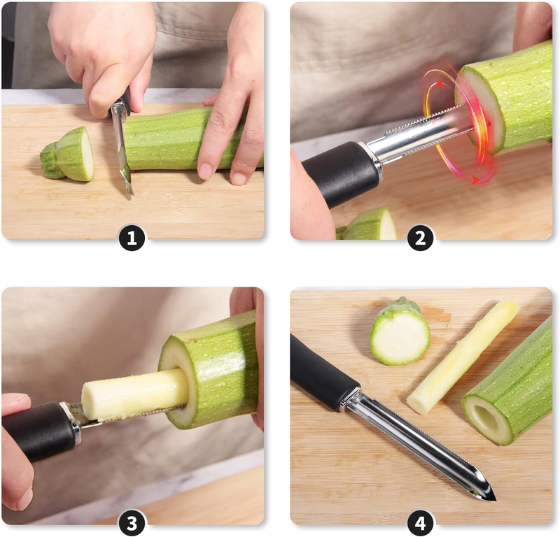 Jalapeno Pepper Corer & Zucchini/Cucumber Corer, Set of 2, Newness Stainless Ste Item image 7