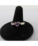 Sterling Silver Ring Heart Shaped Stone 2.28 g Faceted Purple Lavender S... - £22.75 GBP