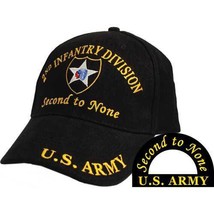 Army 2ND Infantry Division Second To None Embroidered Black Military Hat Cap - £29.56 GBP