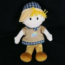 GIGo Gi-Go Soft Stuffed Plush Cloth Boy Doll Blue Plaid Train Hat Cap Ya... - €29,65 EUR