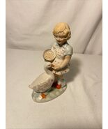 Vintage Antique ARPO Made in Romania Girl Feeding Duck Goose Figurine - $44.54