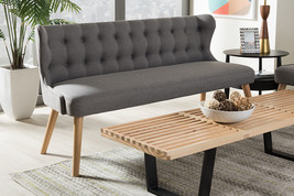 Graham Gray Fabric and Natural Wood Finishing 3-Seater Settee Bench - $14,968.58 MXN