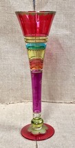 Pier 1 Colorful Mouth Blown Glass Champagne Flute Funky Boho Eclectic - £10.36 GBP