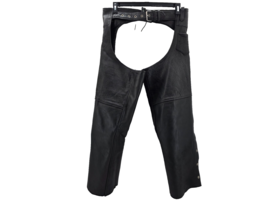 Vintage American Top Genuine Leather Black Adult Short Motorcycle Chaps L - $526.01 MXN