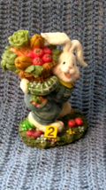 Easter White Bunny Rabbit Carrying Basket Of Veggies On Back (Easter Insd 2) - £14.24 GBP