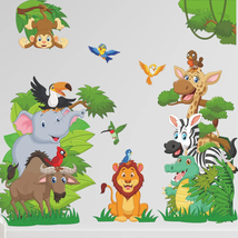 Safari animal wallpaper,Wallpaper kids room,Jungle safari room,cute safari decor - £12.61 GBP