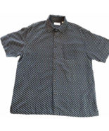 Norm Thompson Men’s Short Sleeve Geometric Black Blue Shirt Button Up Si... - £11.06 GBP