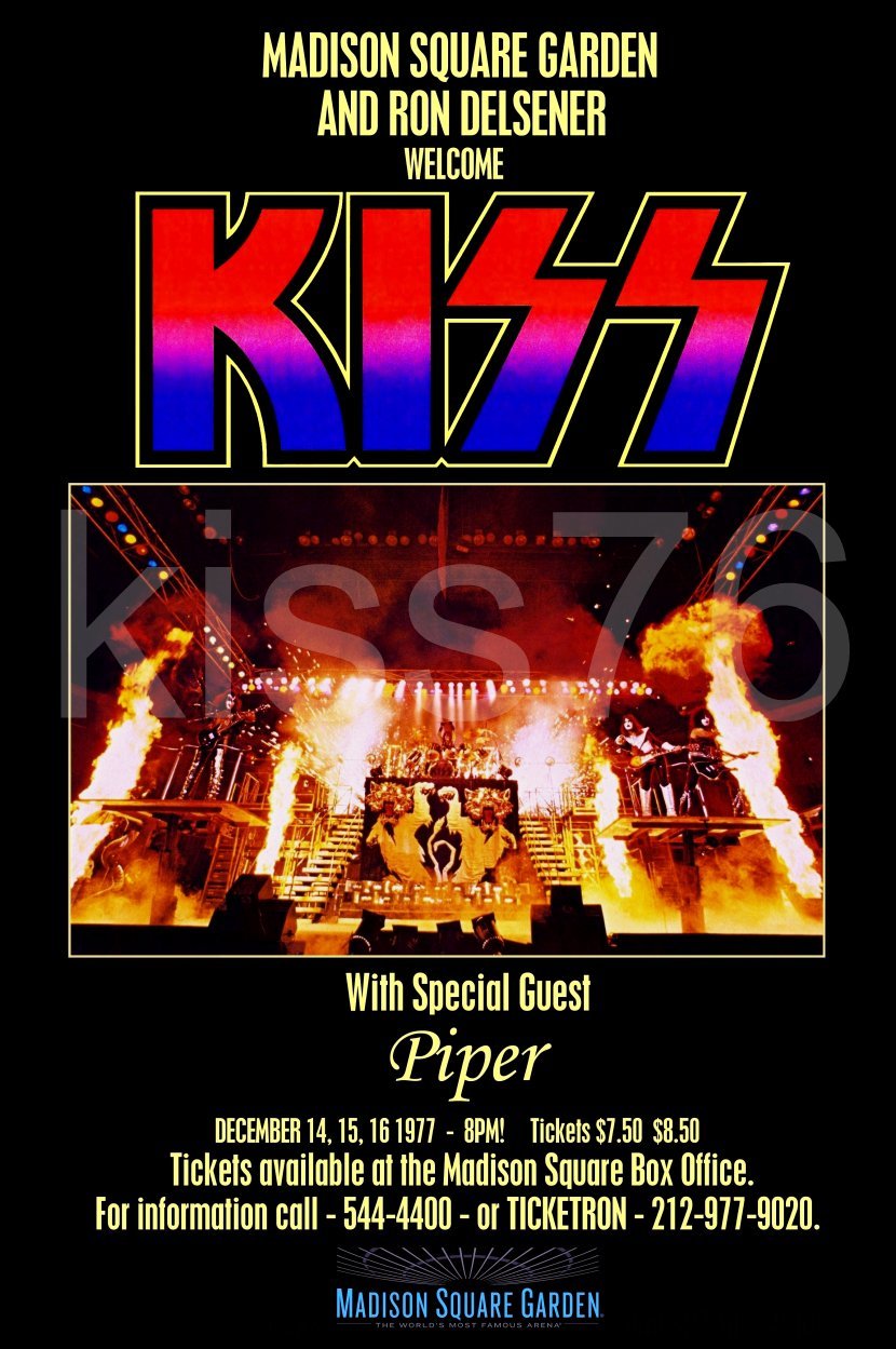 KISS Rock Band 16 x 24 Madison Square Garden Dec 14, 15, 16 1977 Custom ... - $35.00