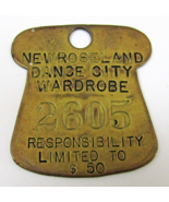Antique New Roseland Dance City Wardrobe Coat Check Metal Claim Ticket  - €128,51 EUR