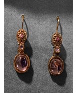 avone pink glass Ross Gold Tone  dangle earrings - €11,19 EUR