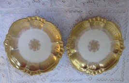 2 Antique Leonard Haviland Limoges Opulent Side Plates Ruffled Gold Rim ... - $22.99