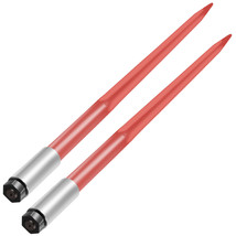 VEVOR 2pc Square Hay Bale Spear 43" 3000lbs Capacity Red Spike Fork 1 3/4" Wide - £149.59 GBP