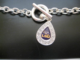 NCAA LSU Chain Bracelet with Toggle Clasp &amp; LSU Teardrop Charm - £10.22 GBP