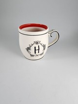 Katie Mandy Mug Letter Monogram Initial H Red Stripe Inside Coffee Cup - £12.83 GBP