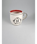 Katie Mandy Mug Letter Monogram Initial H Red Stripe Inside Coffee Cup - £12.83 GBP