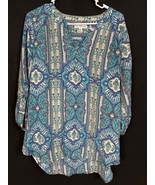 Kim Rogers SKU 7729 Womens Blue and Green Paisley Blouse Size XL - $14.95