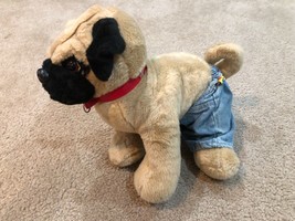 Build A Bear  BAB 14&quot; Standing Pug Dog Plush Stuffed Animal with collar ... - $21.49