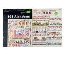 Vintage Cross Stitch 101 Alphabets + Borders Pattern Book Lot Learn Basi... - $12.77