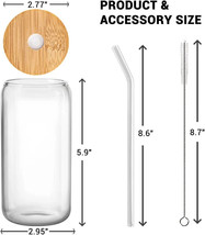 Combler Glass Cups w Lids &amp; Straws 16 oz Drinking Glasses 4pcs Set NEW - £29.12 GBP
