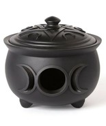 Alchemy Gothic Triple Moon Cauldron Lidded Pot Moon Pentagram Magick Wic... - $35.95