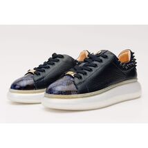 The Venezia Dark Blue Leather Women Sneaker image 2