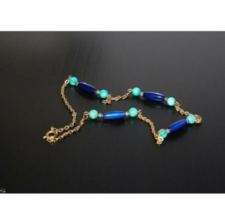 Turquoise Blue Bead Chain Necklace Women&#39;s Jewelry - £8.03 GBP