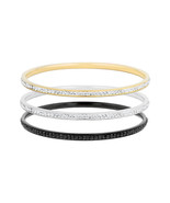 Precious Stars Silvertone, Goldtone or Black Thin Crystal Bangle Bracelet - $51.33 CAD+