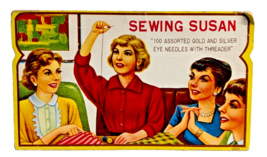 Sewing Susan Gold and Silver Eye Needle Pack Case Vintage 1960&#39;s  Epheme... - $17.97