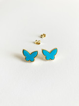 Turquoise Butterfly Earrings in Gold - £35.85 GBP