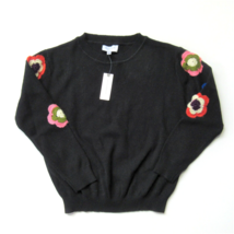 NWT Anthropologie Harlyn Avery Embroidered Jumper in Black Floral Sweate... - $71.28