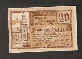 Austria WAIDHOFEN An Der YBBS 20 heller 1920 Austrian Notgeld Banknote - £1.54 GBP