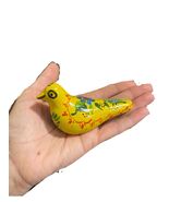 Handpainted ceramic bird whistle folk art vintage clay pottery ocarina y... - $12.99