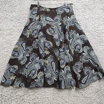 Vtg Lindor Skirt Womens 16 Petite Brown Blue Paisley Pull On Lined Fairy... - $23.71