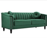 Tufted Velvet Sofa With Removable Cushions And Turned Wood Legs, Elegant... - $827.99