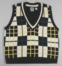 Izod Golf Window Pane Plaid 100% Cotton Sweater Vest Mens Size Large - £27.25 GBP