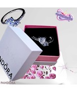 Pandora 925 Sterling Silver Double Heart Sparkling Ring Size 6 191198C01... - €51,02 EUR