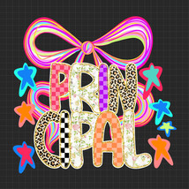 School Principal PNG, Coquette Bow Back to School PNG, Girly Neon Checke... - $46.73 MXN