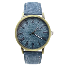 Adjustable Canvas Denim Straps &amp; Face Analog Watch - New - £15.81 GBP