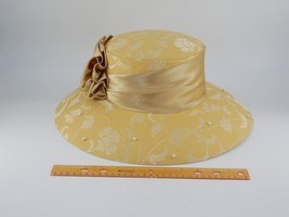 S.O.G.I.C. Suits of God in Church Yellow Sunday Hat Floral Ribbon Beads Small - £31.96 GBP