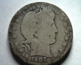 1907-D Barber Quarter Dollar About Good / Good AG/G Nice Original Coin Bobs Coin - $10.00