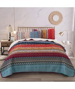 Wongs Bedding Bohemian Quilt Set King Size, Boho Striped, 3 Pieces, Colo... - $76.79 CAD