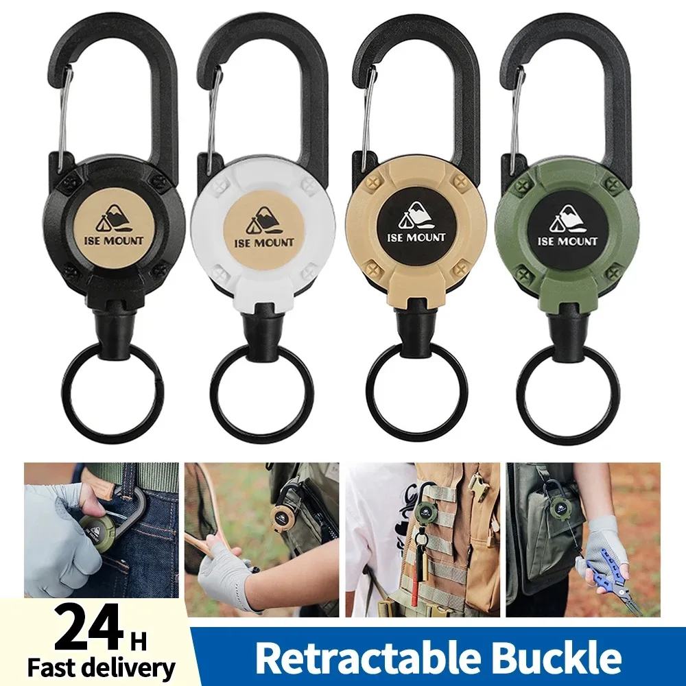 Retractable Tactical Keychain with Steel Wire Rope Retractable Key Ring Durable - £9.15 GBP+